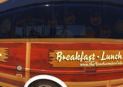 La Wraps Beachcomber Restaurant Newport Beach Shuttle Bus Woodie Wrap
